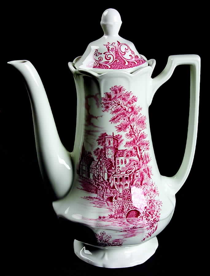 Stratford Stage Pink Coffee Pot & Lid by J & G Meakin-1