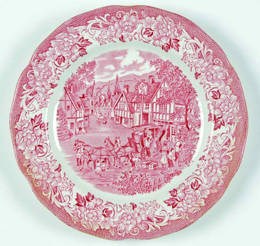 Stratford Stage Pink Dessert/Pie Plate by J & G Meakin-1
