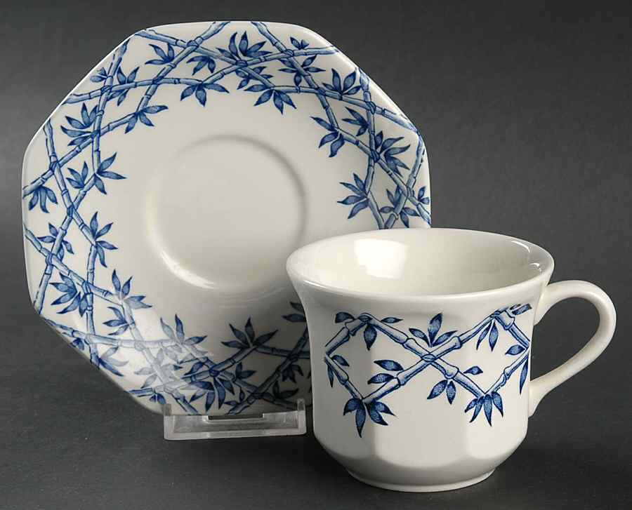 Trellis Blue Flat Cup & Saucer Set by J & G Meakin-1