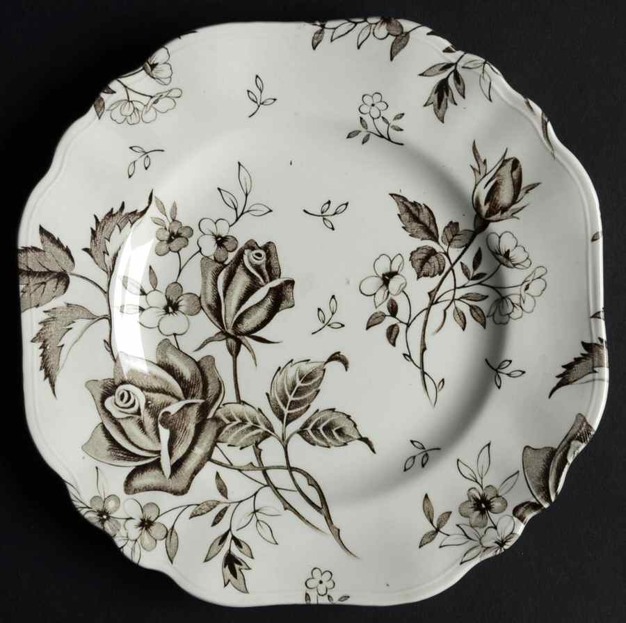 Tudor Roses Brown Square Dessert Plate by J & G Meakin-1