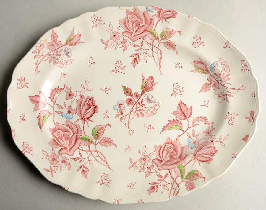 Tudor Roses Multicolor 12" Oval Serving Platter by J & G Meakin-1
