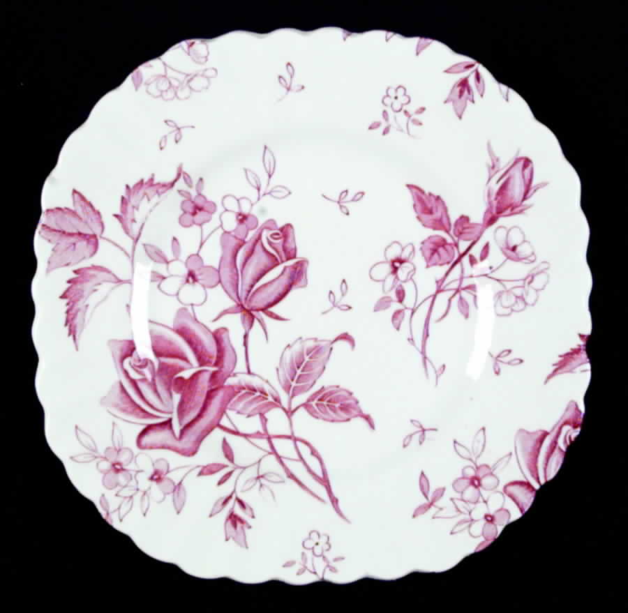 Tudor Roses Pink (Ribbed, White Background) Square Dessert Plate by J & G Meakin-1