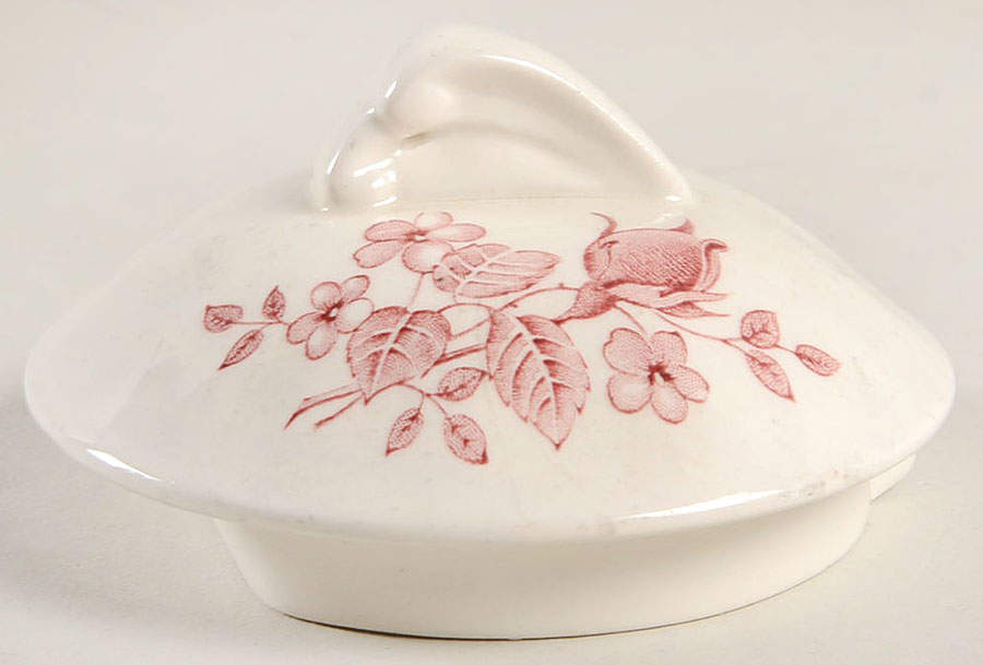Tudor Roses Pink (Semi Scalloped, Cream Bckgrnd) Lid for Teapot by J & G Meakin-1