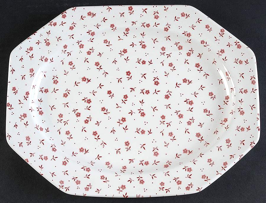 Vanity Fair Pink 12" Oval Serving Platter by J & G Meakin-1