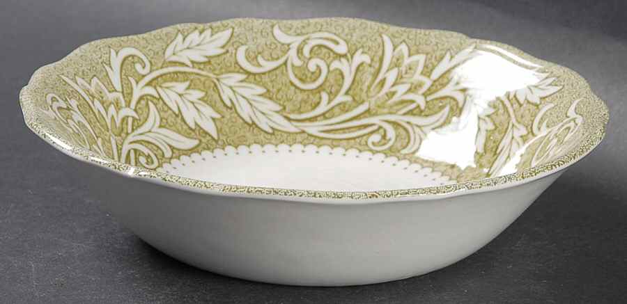 Victoria Green (Floral Rim, No Trim) Fruit/Dessert (Sauce) Bowl by J & G Meakin-1