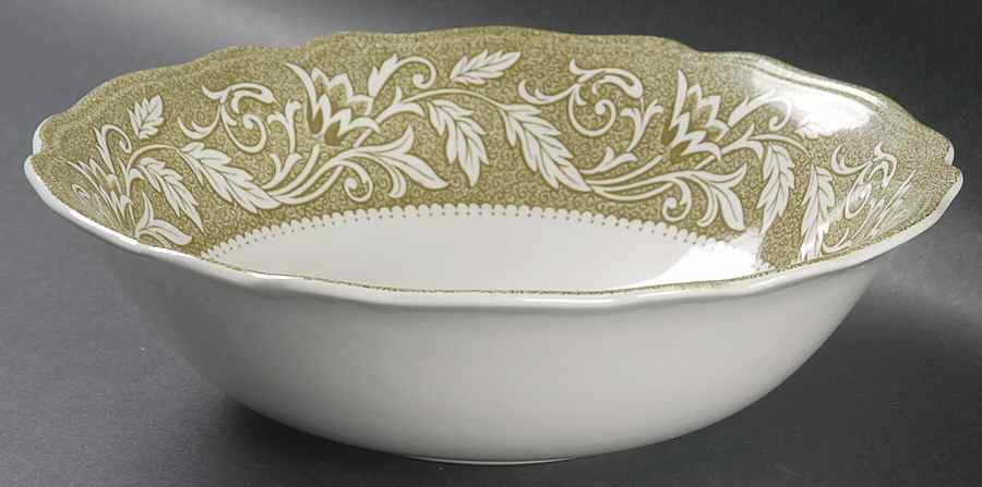 Victoria Green (Floral Rim, No Trim) 8" Round Vegetable Bowl by J & G Meakin-1