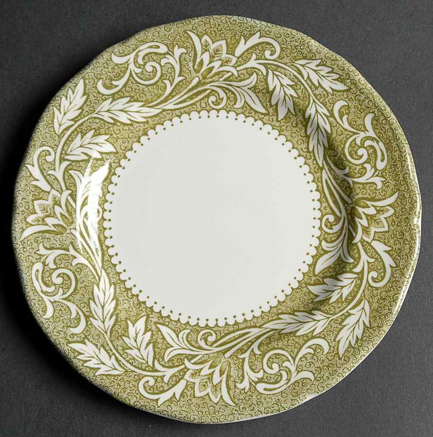 Victoria Green (Floral Rim, No Trim) Bread & Butter Plate by J & G Meakin-1