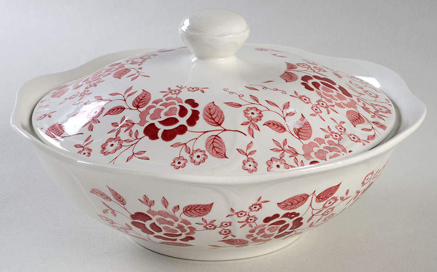 Victoria Red Round Covered Vegetable by J & G Meakin-1