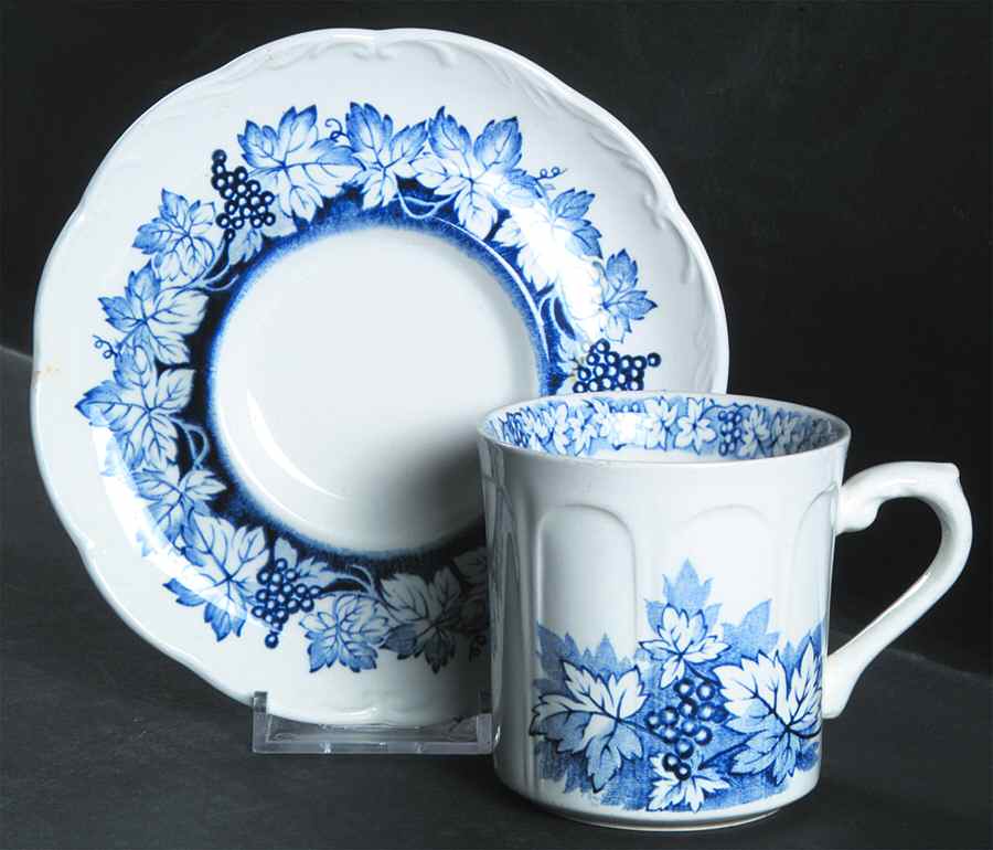 Vine Blue Flat Cup & Saucer Set by J & G Meakin-1