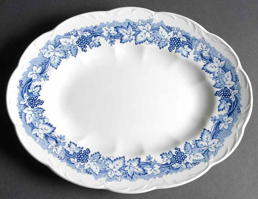 Vine Blue 14" Oval Serving Platter by J & G Meakin-1
