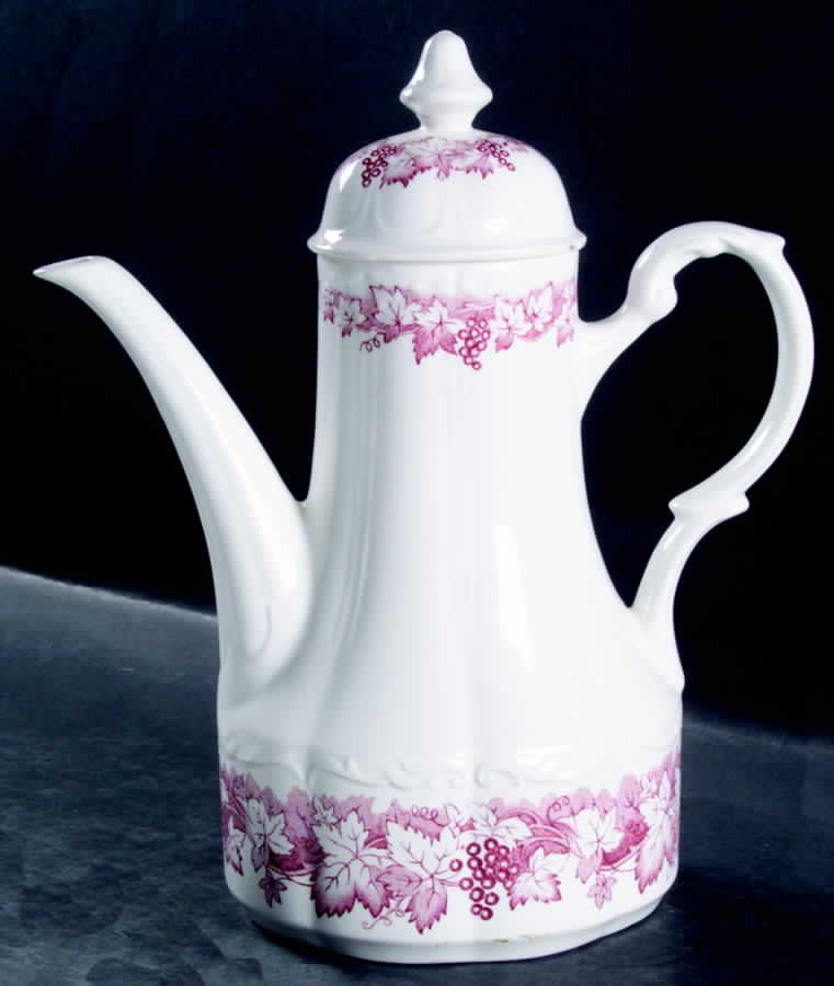 Vine Red (Pink) Coffee Pot & Lid by J & G Meakin-1