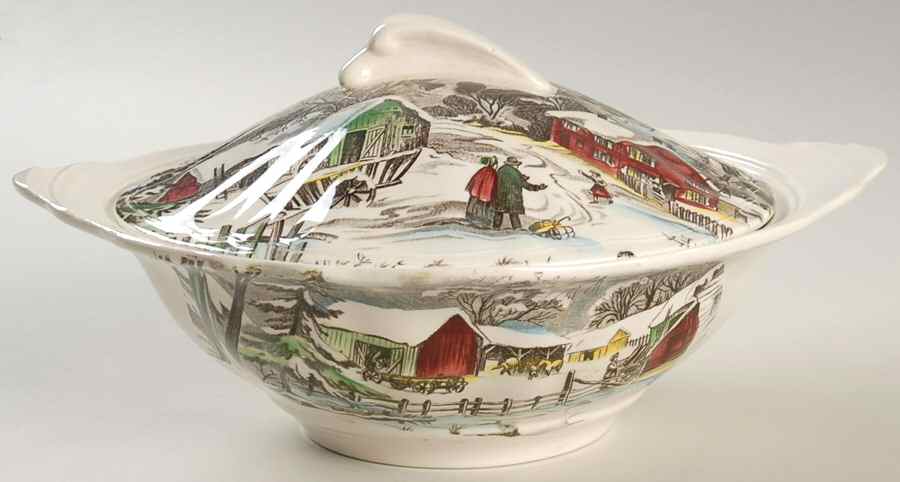 Welcome Home (Cream Background) Round Covered Vegetable by J & G Meakin-1