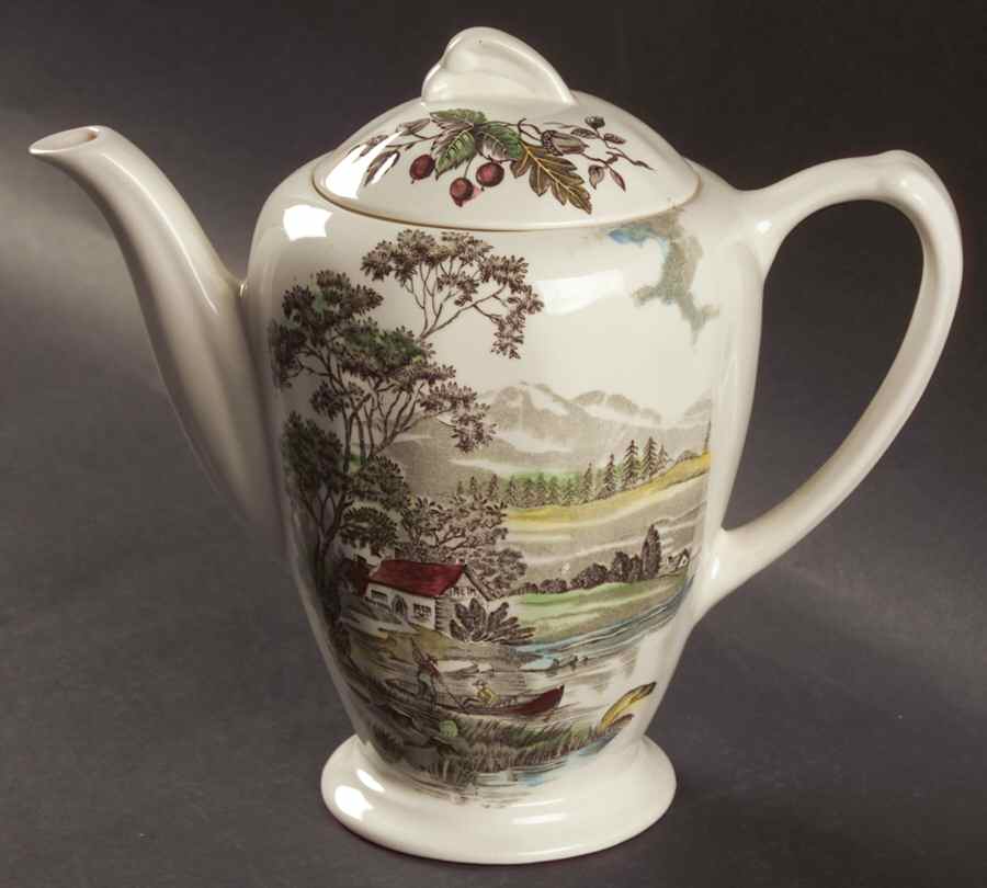 Welcome Home (Cream Background) Coffee Pot & Lid by J & G Meakin-1
