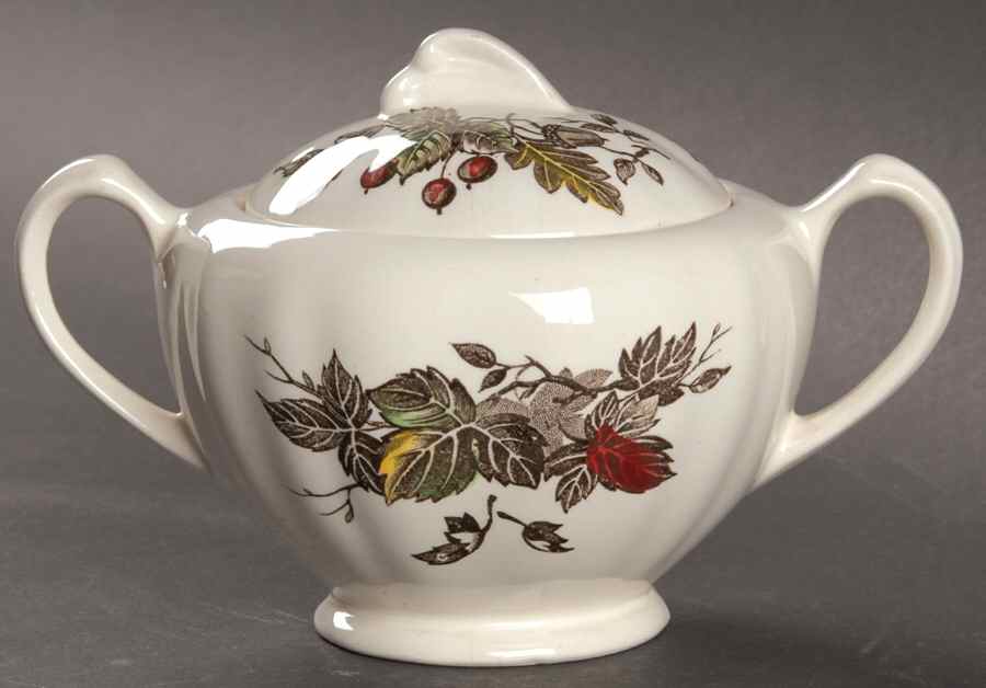 Welcome Home (Cream Background) Sugar Bowl & Lid by J & G Meakin-1