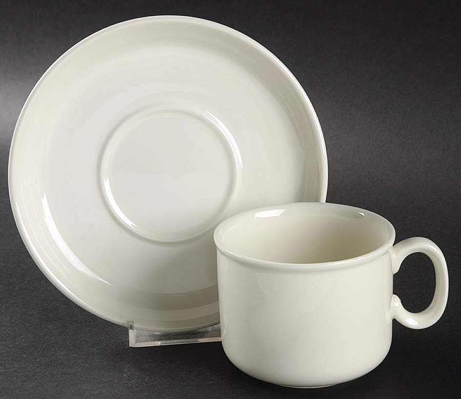 White Ice Flat Cup & Saucer Set by J & G Meakin-1