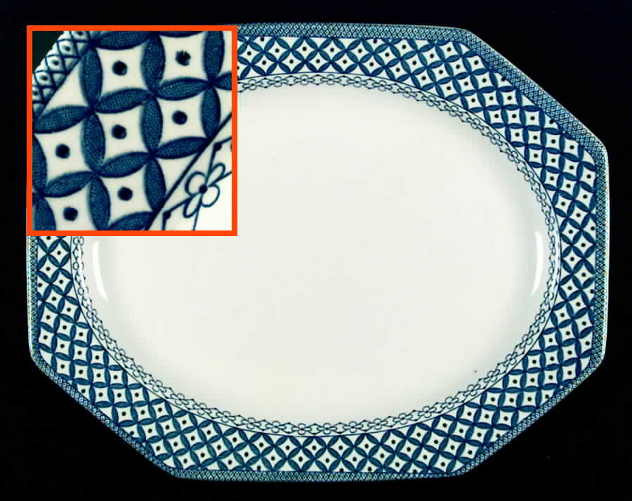 Wicker Blue 12" Oval Serving Platter by J & G Meakin-1