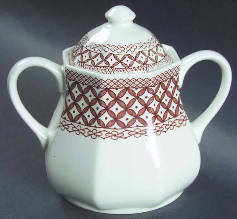 Wicker Brown Sugar Bowl & Lid by J & G Meakin-1