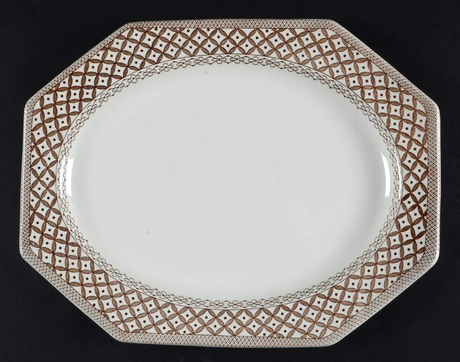 Wicker Brown 12" Oval Serving Platter by J & G Meakin-1
