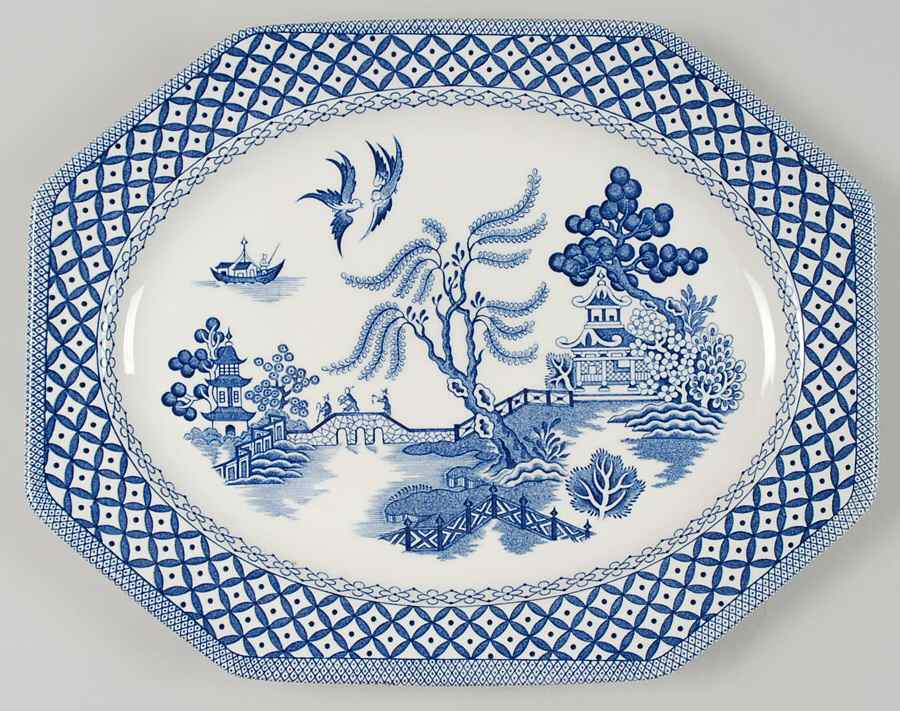 Willow Blue 12" Oval Serving Platter by J & G Meakin-1