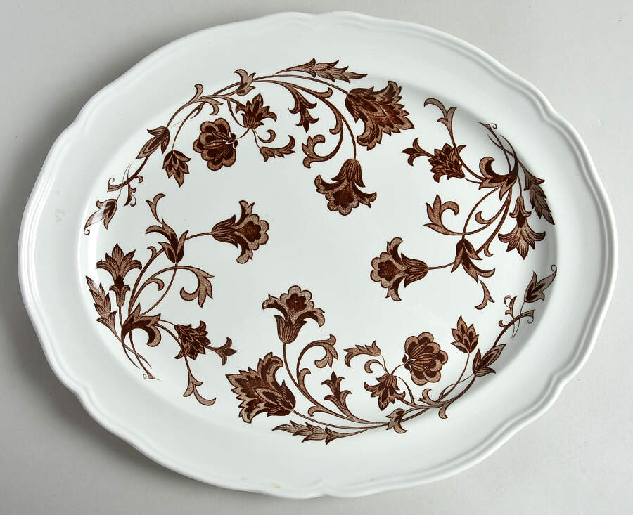 Windsong Dark Brown 13" Oval Serving Platter by J & G Meakin-1