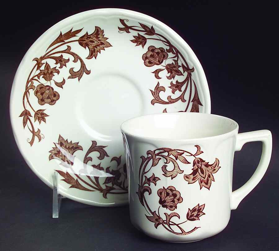 Windsong Dark Brown Flat Cup & Saucer Set by J & G Meakin-1