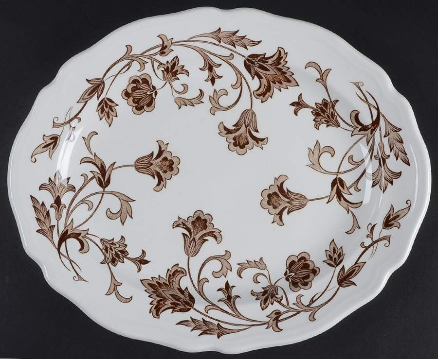 Windsong Dark Brown 12" Oval Serving Platter by J & G Meakin-1