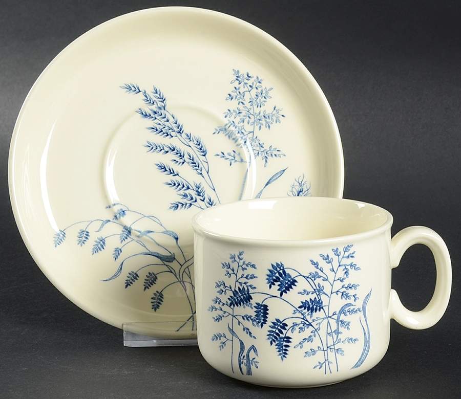 Windswept Blue Flat Cup & Saucer Set by J & G Meakin-1