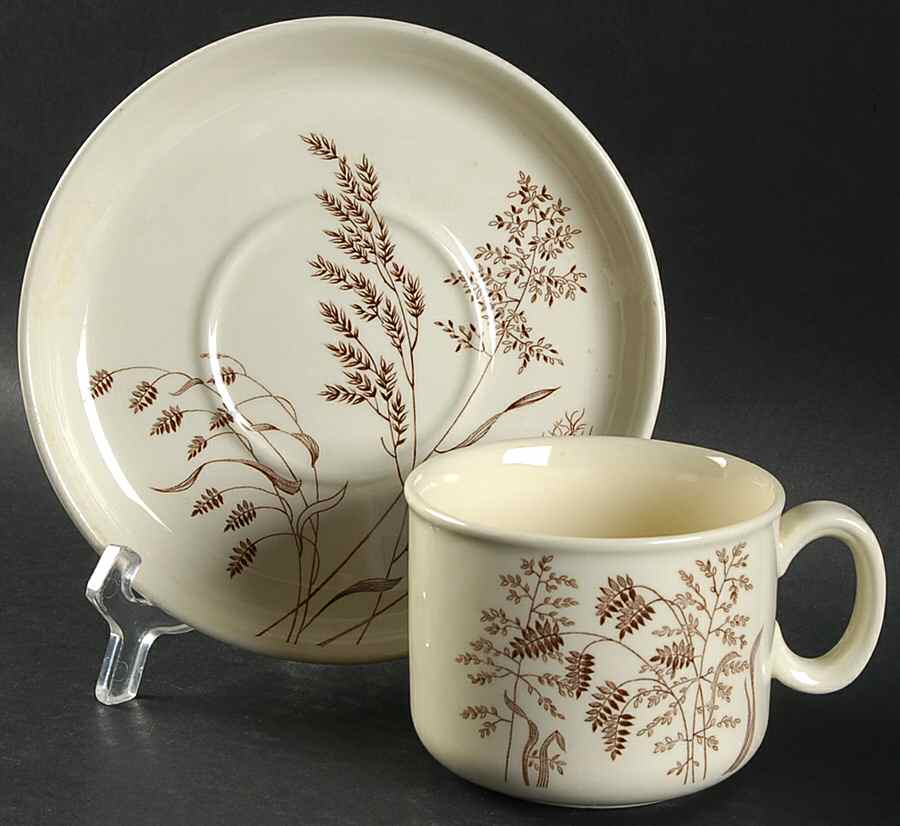 Windswept Brown Flat Cup & Saucer Set by J & G Meakin-1