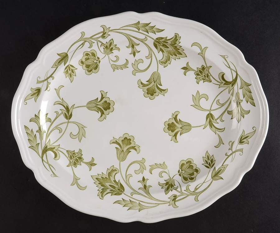 Windsong Green 12" Oval Serving Platter by J & G Meakin-1