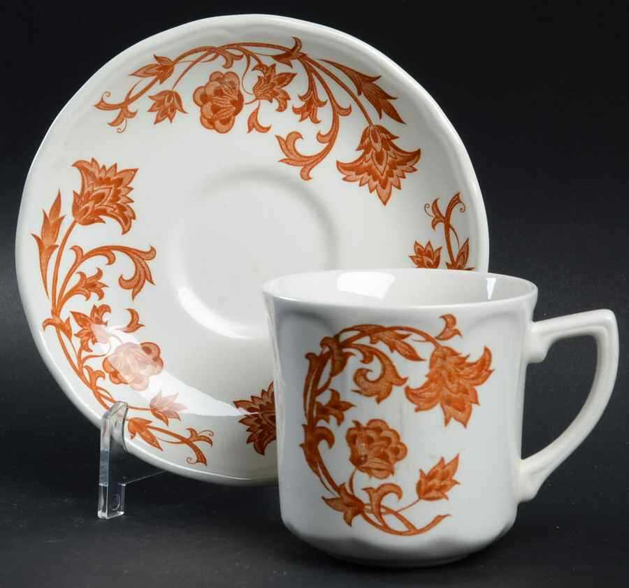Windsong Rust Flat Cup & Saucer Set by J & G Meakin-1