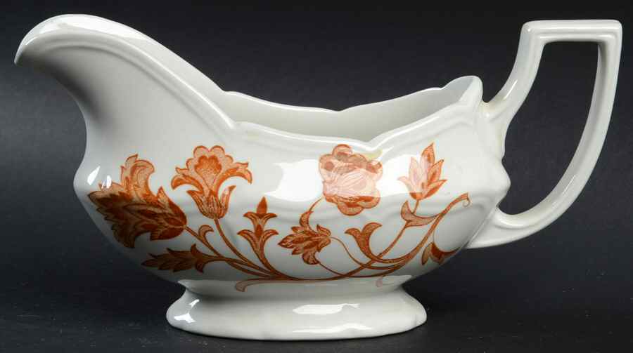 Windsong Rust Gravy Boat with Attached Underplate by J & G Meakin-1