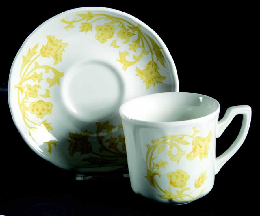 Windsong Yellow Flat Cup & Saucer Set by J & G Meakin-1