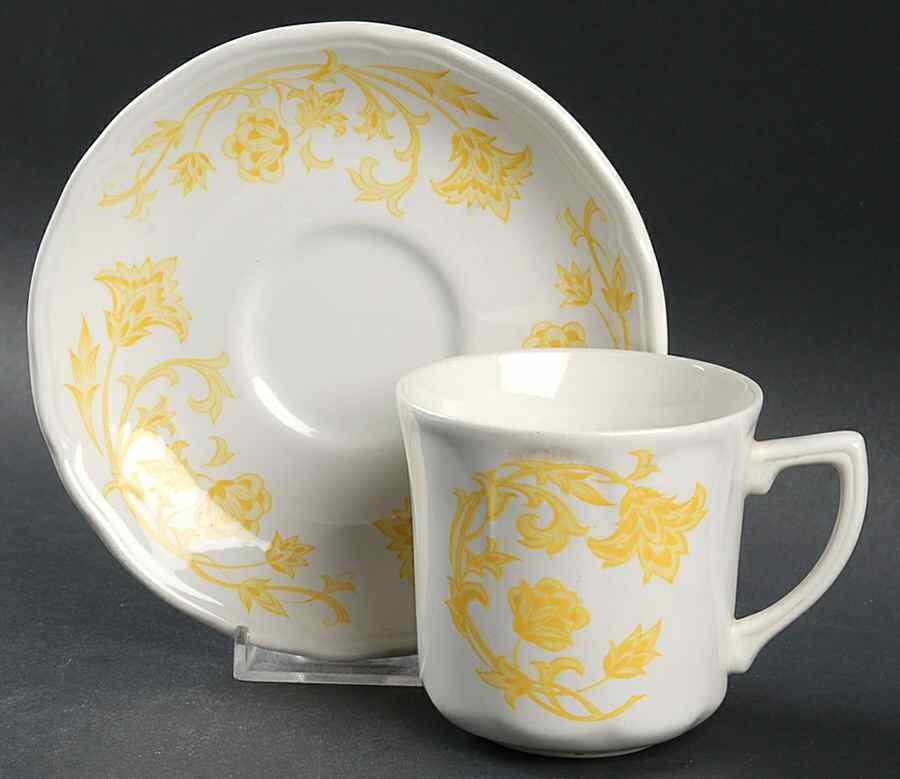 Windsong Yellow Flat Cup & Saucer Set by J & G Meakin-1