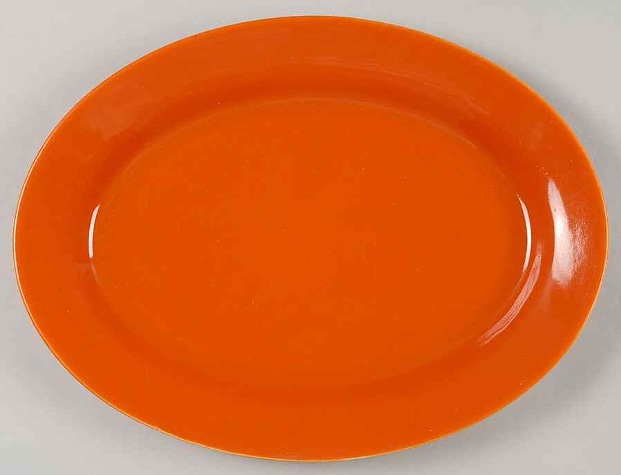 200 Poppy Orange (Glossy, Rim) 13" Oval Serving Platter by Metlox - Poppytrail - Vernon-1