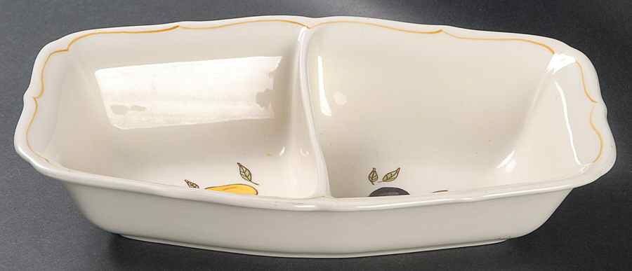 American Heritage 10" Oval Divided Vegetable Bowl by Metlox - Poppytrail - Vernon-1