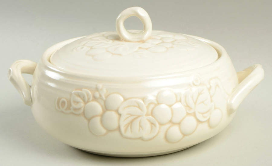 Antique Grape White Round Covered Vegetable by Metlox - Poppytrail - Vernon-1