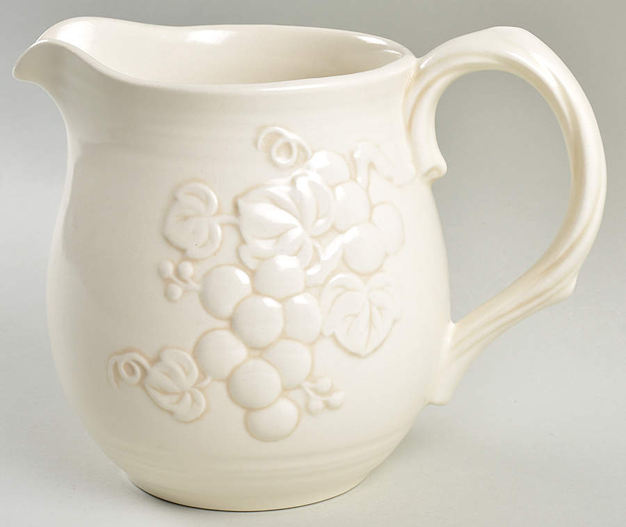 Antique Grape White 32 Oz Pitcher by Metlox - Poppytrail - Vernon-1