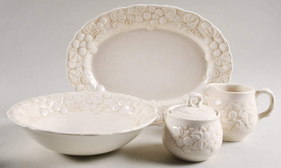 Antique Grape White 5 Piece Hostess Set by Metlox - Poppytrail - Vernon-1