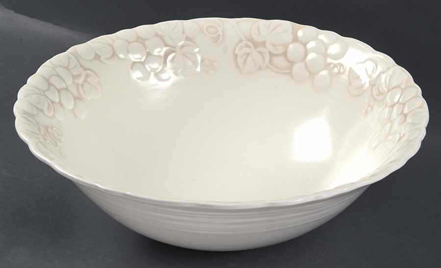 Antique Grape White 12" Large Salad Serving Bowl by Metlox - Poppytrail - Vernon-1