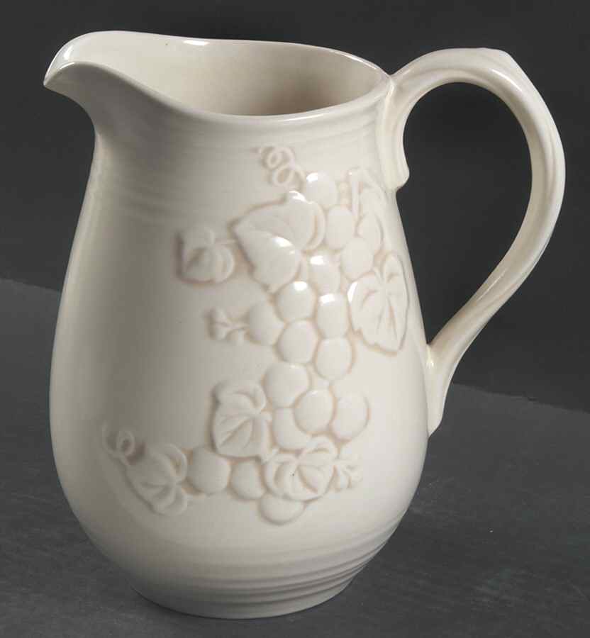 Antique Grape White 64 Oz Pitcher by Metlox - Poppytrail - Vernon-1