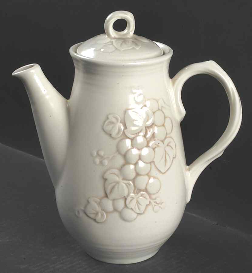 Antique Grape White Coffee Pot & Lid by Metlox - Poppytrail - Vernon-1