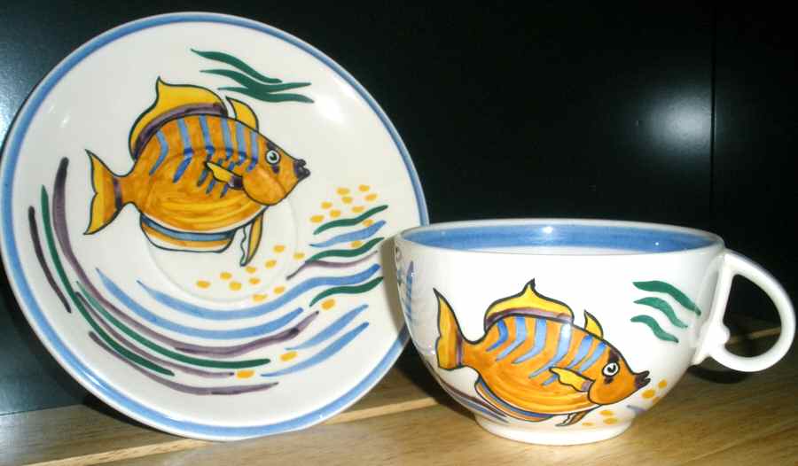 Aquarium Flat Cup & Saucer Set by Metlox - Poppytrail - Vernon-1