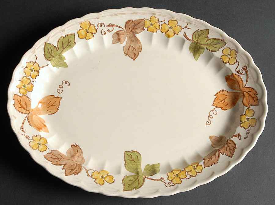 Autumn Leaves 13" Oval Serving Platter by Metlox - Poppytrail - Vernon-1