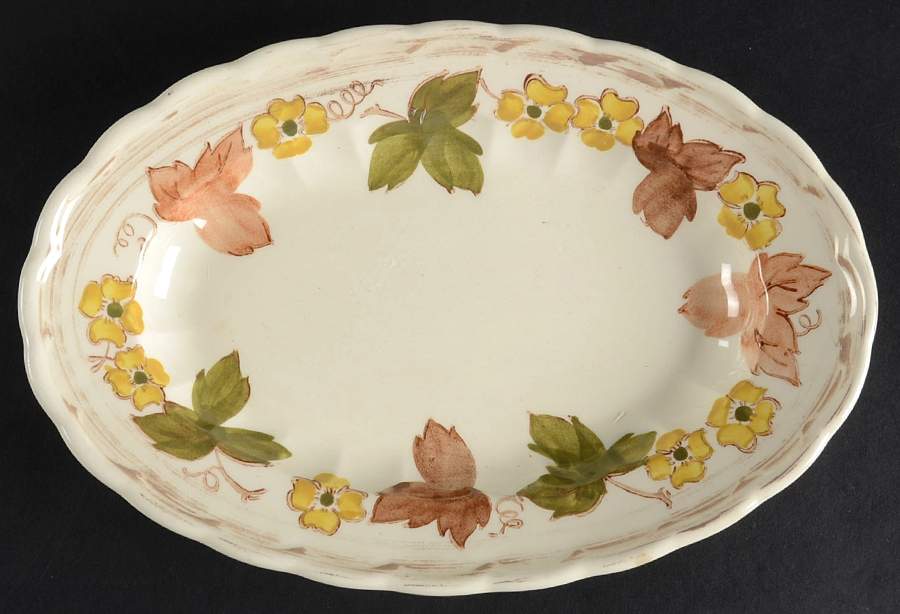 Autumn Leaves 9" Oval Serving Platter by Metlox - Poppytrail - Vernon-1