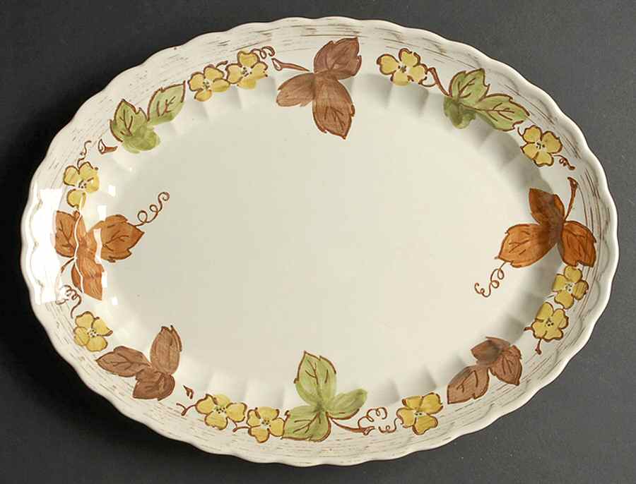 Autumn Leaves 14" Oval Serving Platter by Metlox - Poppytrail - Vernon-1
