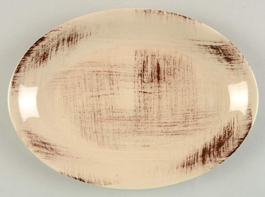 Barkwood 11" Oval Serving Platter by Metlox - Poppytrail - Vernon-1