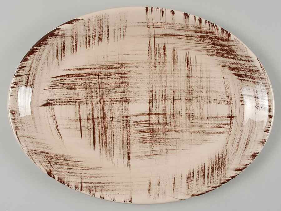 Barkwood 13" Oval Serving Platter by Metlox - Poppytrail - Vernon-1