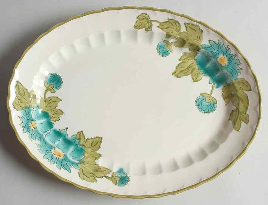 Blue Fascination 13" Oval Serving Platter by Metlox - Poppytrail - Vernon-1