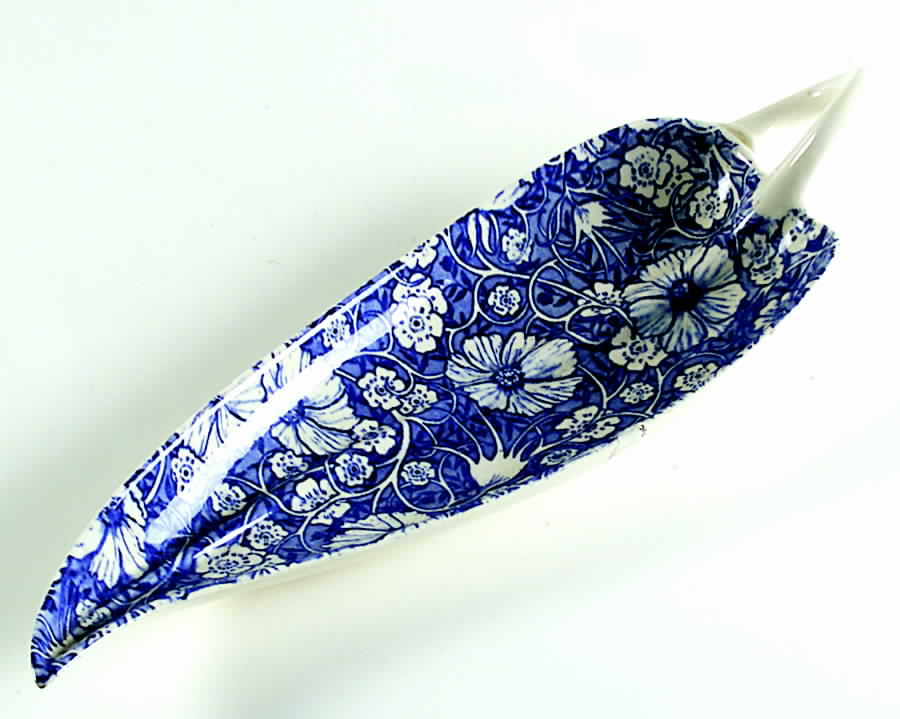 Blossom Time Blue 12" Leaf Dish by Metlox - Poppytrail - Vernon-1