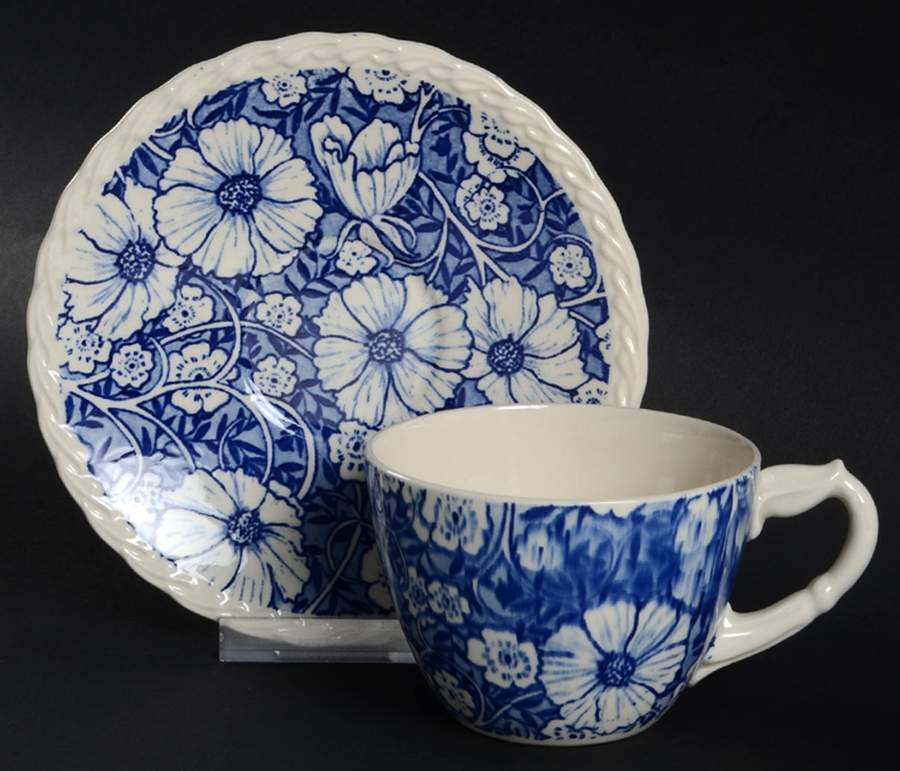Blossom Time Blue Flat Cup & Saucer Set by Metlox - Poppytrail - Vernon-1